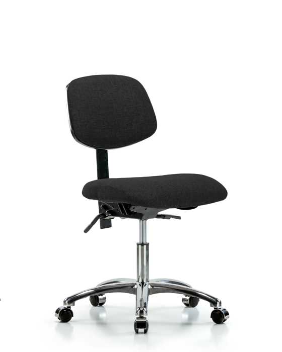 Blue Ridge Ergonomics FDHCH-CR-T0-A0-CC-F42 Rutledge Fabric Chair Chrome - Desk Height with Casters in Black Fabric