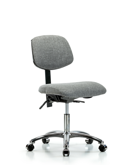 Blue Ridge Ergonomics FDHCH-CR-T0-A0-CC-F44 Rutledge Fabric Chair Chrome - Desk Height with Casters in Gray Fabric