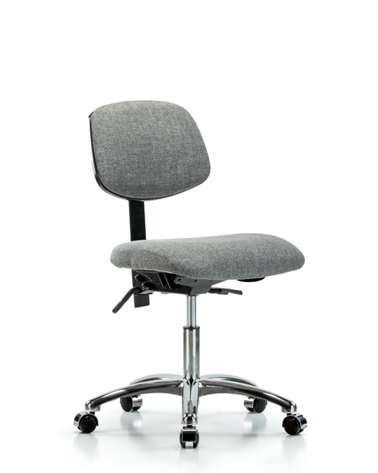 Blue Ridge Ergonomics FDHCH-CR-T0-A0-CC-F44 Rutledge Fabric Chair Chrome - Desk Height with Casters in Gray Fabric
