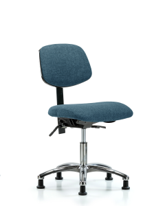 Blue Ridge Ergonomics FDHCH-CR-T0-A0-RG-F43 Rutledge Fabric Chair Chrome - Desk Height with Stationary Glides in Blue Fabric