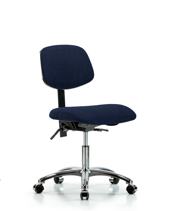Blue Ridge Ergonomics FDHCH-CR-T1-A0-CC-F45 Rutledge Fabric Chair Chrome - Desk Height with Seat Tilt & Casters in Navy Fabric