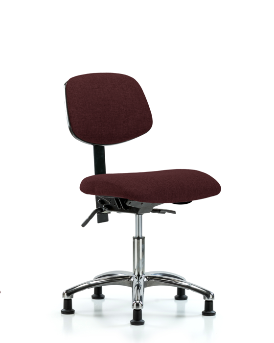 Blue Ridge Ergonomics FDHCH-CR-T1-A0-RG-F41 Rutledge Fabric Chair Chrome - Desk Height with Seat Tilt & Stationary Glides in Burgundy Fabric