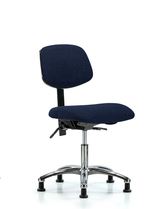 Blue Ridge Ergonomics FDHCH-CR-T1-A0-RG-F45 Rutledge Fabric Chair Chrome - Desk Height with Seat Tilt & Stationary Glides in Navy Fabric