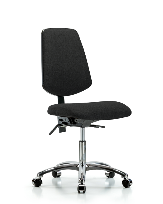 Blue Ridge Ergonomics FDHCH-MB-CR-T0-A0-CC-F42 Rutledge Fabric Chair Chrome - Desk Height with Medium Back & Casters in Black Fabric
