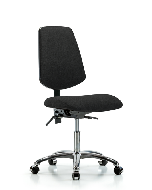Blue Ridge Ergonomics FDHCH-MB-CR-T0-A0-CC-F42 Rutledge Fabric Chair Chrome - Desk Height with Medium Back & Casters in Black Fabric