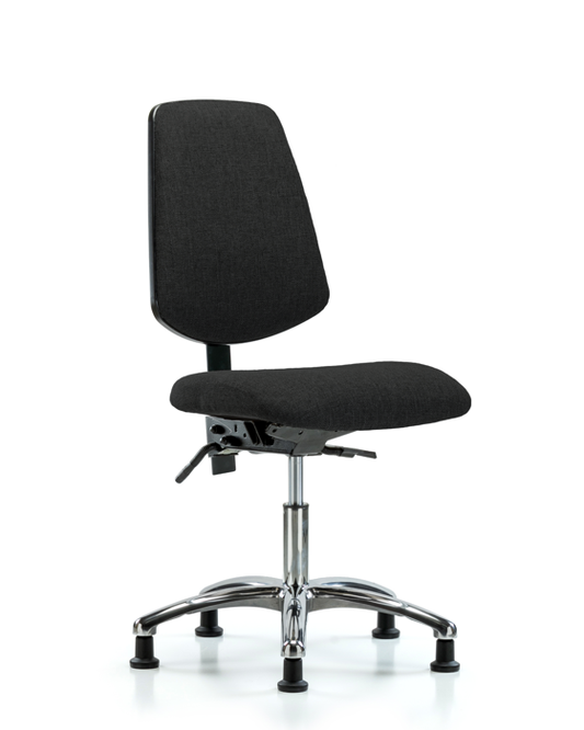 Blue Ridge Ergonomics FDHCH-MB-CR-T0-A0-RG-F42 Rutledge Fabric Chair Chrome - Desk Height with Medium Back & Stationary Glides in Black Fabric