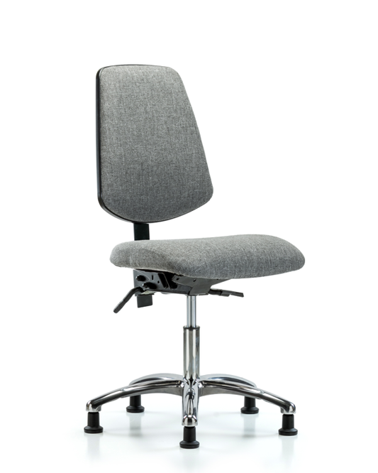 Blue Ridge Ergonomics FDHCH-MB-CR-T0-A0-RG-F44 Rutledge Fabric Chair Chrome - Desk Height with Medium Back & Stationary Glides in Gray Fabric