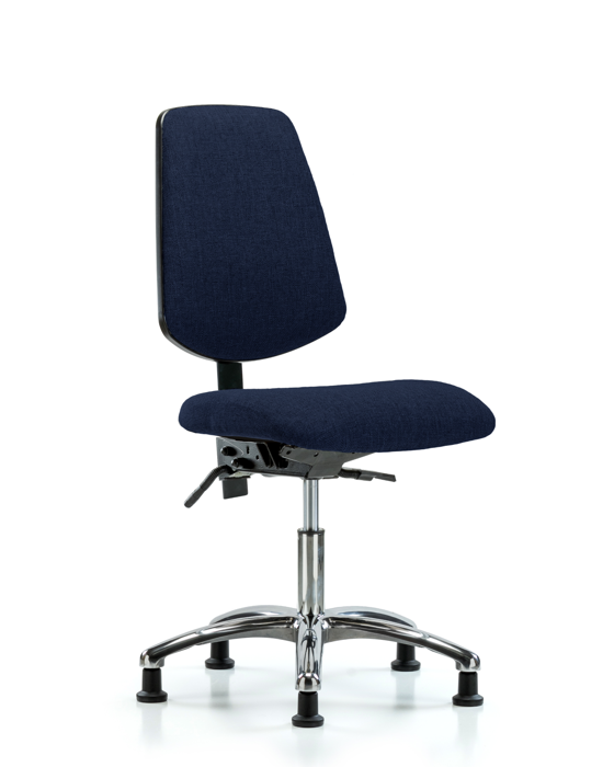 Blue Ridge Ergonomics FDHCH-MB-CR-T0-A0-RG-F45 Rutledge Fabric Chair Chrome - Desk Height with Medium Back & Stationary Glides in Navy Fabric