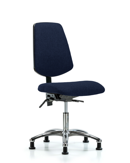 Blue Ridge Ergonomics FDHCH-MB-CR-T0-A0-RG-F45 Rutledge Fabric Chair Chrome - Desk Height with Medium Back & Stationary Glides in Navy Fabric