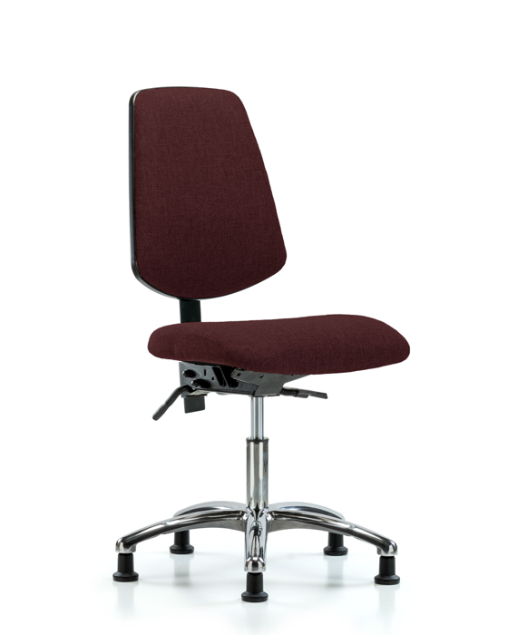 Blue Ridge Ergonomics FDHCH-MB-CR-T1-A0-RG-F41 Rutledge Fabric Chair Chrome - Desk Height with Medium Back, Seat Tilt, & Stationary Glides in Burgundy Fabric