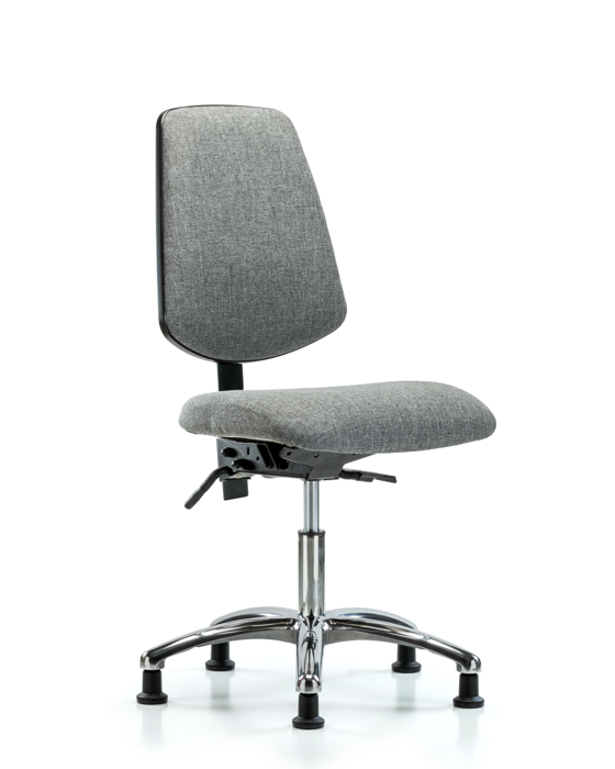 Blue Ridge Ergonomics FDHCH-MB-CR-T1-A0-RG-F44 Rutledge Fabric Chair Chrome - Desk Height with Medium Back, Seat Tilt, & Stationary Glides in Gray Fabric