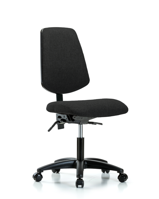 Blue Ridge Ergonomics FDHCH-MB-RG-T0-A0-RC-F42 Rutledge Fabric Chair - Desk Height with Medium Back & Casters in Black Fabric