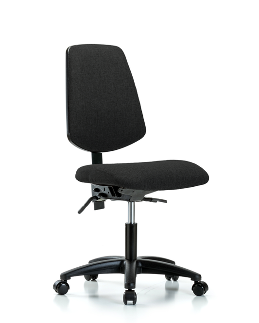 Blue Ridge Ergonomics FDHCH-MB-RG-T0-A0-RC-F42 Rutledge Fabric Chair - Desk Height with Medium Back & Casters in Black Fabric