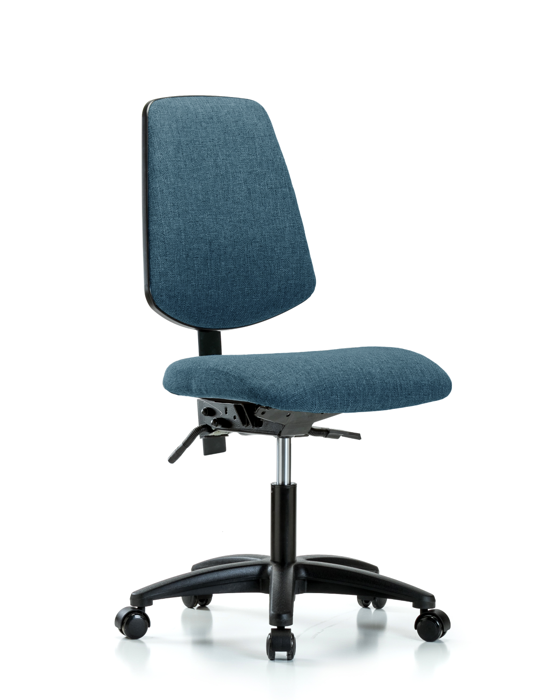 Blue Ridge Ergonomics FDHCH-MB-RG-T1-A0-RC-F43 Rutledge Fabric Chair - Desk Height with Medium Back, Seat Tilt, & Casters in Blue Fabric