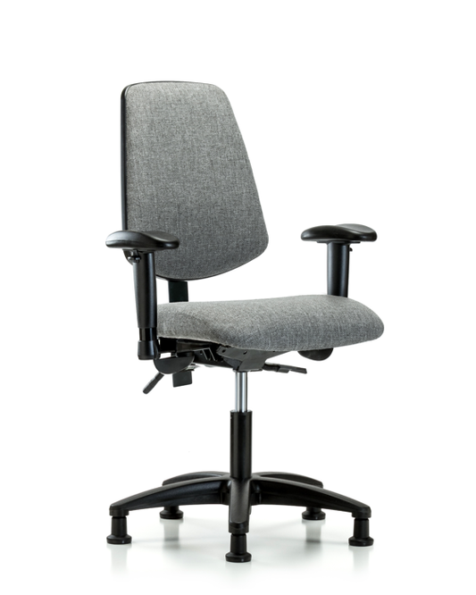 Blue Ridge Ergonomics FDHCH-MB-RG-T1-A1-RG-F44 Rutledge Fabric Chair - Desk Height with Medium Back, Seat Tilt, Adjustable Arms, & Stationary Glides in Gray Fabric