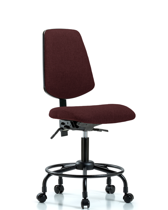 Blue Ridge Ergonomics FDHCH-MB-RT-T1-A0-RC-F41 Rutledge Fabric Chair - Desk Height with Round Tube Base, Medium Back, Seat Tilt, & Casters in Burgundy Fabric