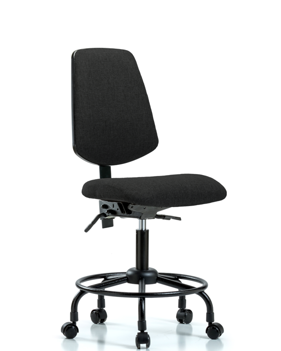 Blue Ridge Ergonomics FDHCH-MB-RT-T1-A0-RC-F42 Rutledge Fabric Chair - Desk Height with Round Tube Base, Medium Back, Seat Tilt, & Casters in Black Fabric