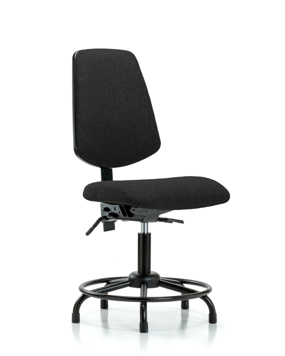 Blue Ridge Ergonomics FDHCH-MB-RT-T1-A0-RG-F42 Rutledge Fabric Chair - Desk Height with Round Tube Base, Medium Back, Seat Tilt, & Stationary Glides in Black Fabric