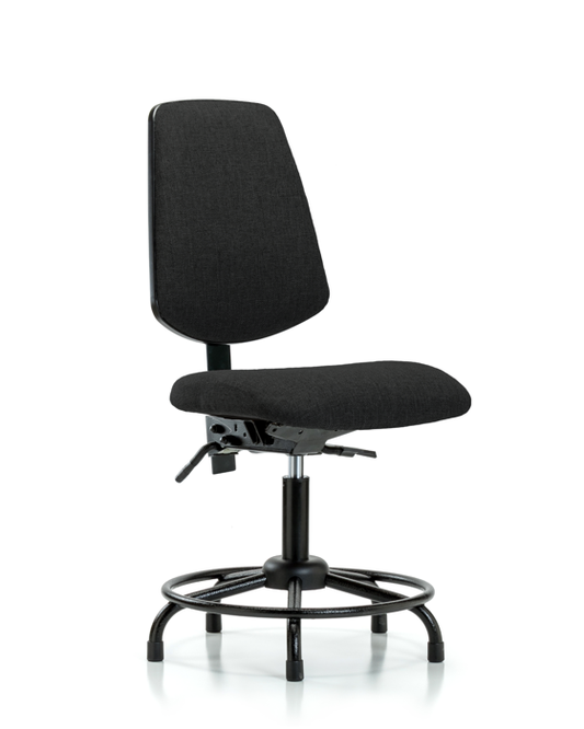 Blue Ridge Ergonomics FDHCH-MB-RT-T1-A0-RG-F42 Rutledge Fabric Chair - Desk Height with Round Tube Base, Medium Back, Seat Tilt, & Stationary Glides in Black Fabric