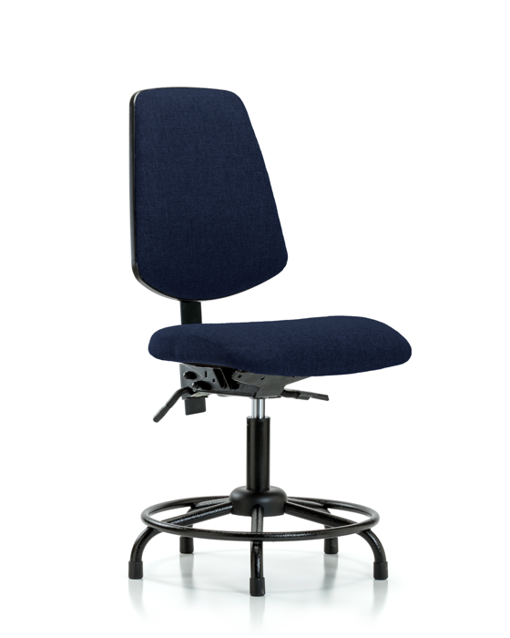 Blue Ridge Ergonomics FDHCH-MB-RT-T1-A0-RG-F45 Rutledge Fabric Chair - Desk Height with Round Tube Base, Medium Back, Seat Tilt, & Stationary Glides in Navy Fabric