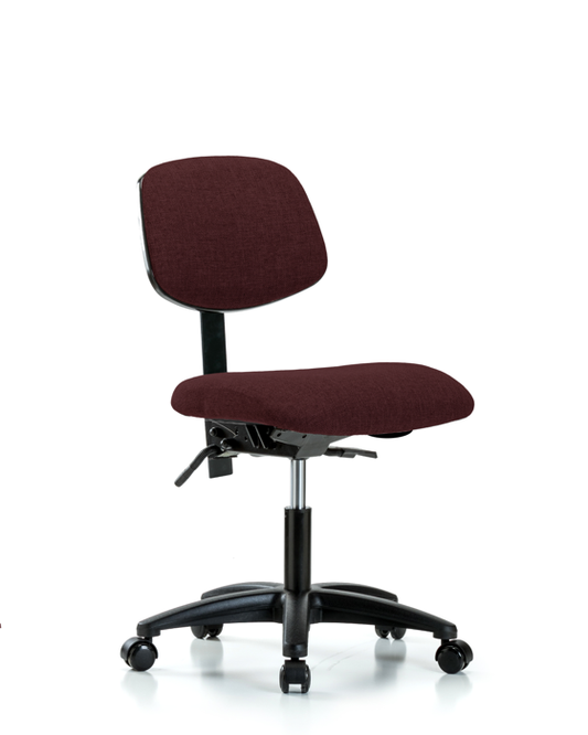 Blue Ridge Ergonomics FDHCH-RG-T0-A0-RC-F41 Rutledge Fabric Chair - Desk Height with Casters in Burgundy Fabric
