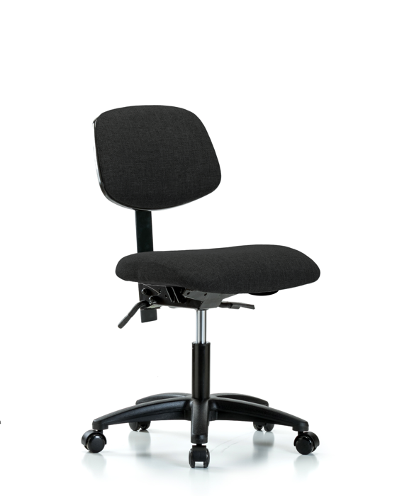 Blue Ridge Ergonomics FDHCH-RG-T0-A0-RC-F42 Rutledge Fabric Chair - Desk Height with Casters in Black Fabric