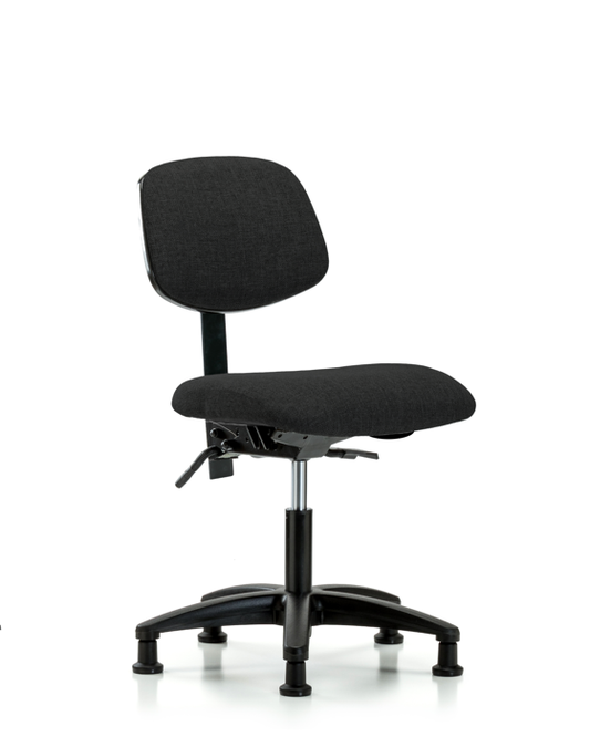 Blue Ridge Ergonomics FDHCH-RG-T0-A0-RG-F42 Rutledge Fabric Chair - Desk Height with Stationary Glides in Black Fabric