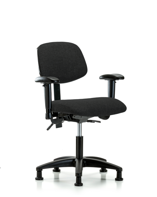 Blue Ridge Ergonomics FDHCH-RG-T0-A1-RG-F42 Rutledge Fabric Chair - Desk Height with Adjustable Arms & Stationary Glides in Black Fabric