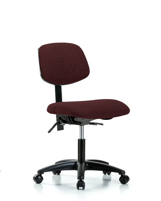 Blue Ridge Ergonomics FDHCH-RG-T1-A0-RC-F41 Rutledge Fabric Chair - Desk Height with Seat Tilt & Casters in Burgundy Fabric