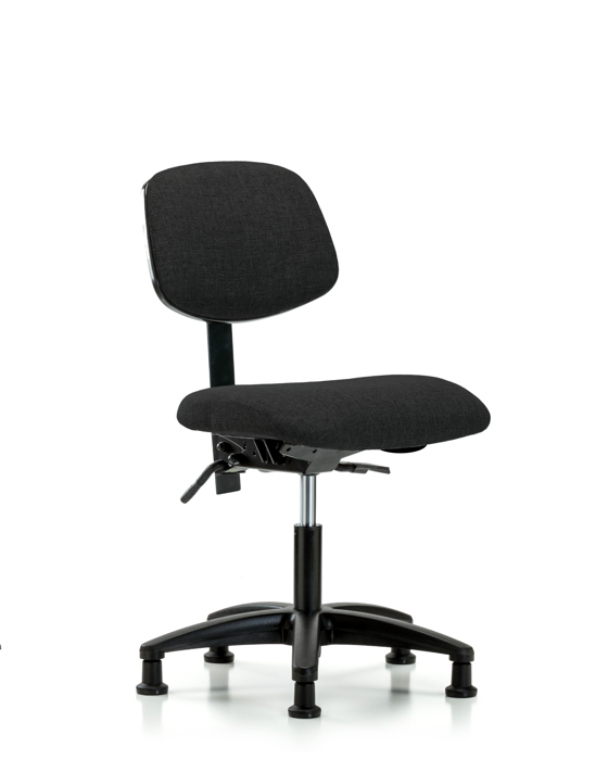Blue Ridge Ergonomics FDHCH-RG-T1-A0-RG-F42 Rutledge Fabric Chair - Desk Height with Seat Tilt & Stationary Glides in Black Fabric