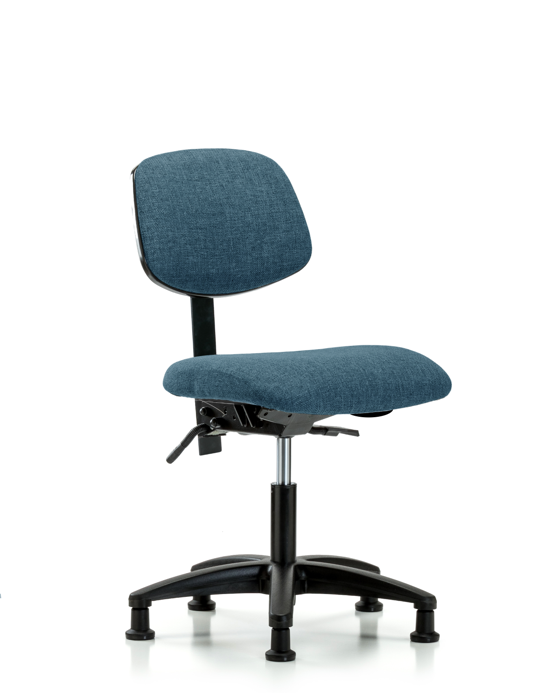Blue Ridge Ergonomics FDHCH-RG-T1-A0-RG-F43 Rutledge Fabric Chair - Desk Height with Seat Tilt & Stationary Glides in Blue Fabric