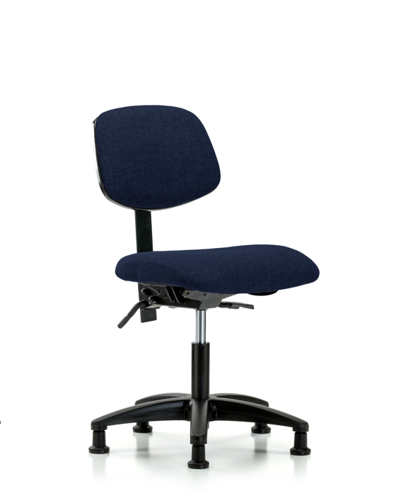 Blue Ridge Ergonomics FDHCH-RG-T1-A0-RG-F45 Rutledge Fabric Chair - Desk Height with Seat Tilt & Stationary Glides in Navy Fabric