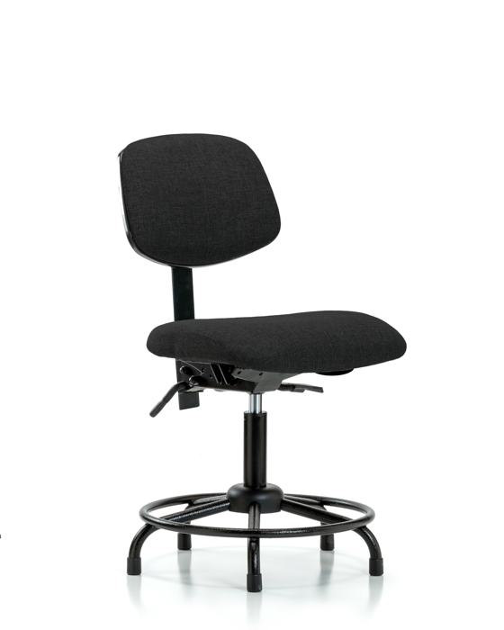 Blue Ridge Ergonomics FDHCH-RT-T0-A0-RG-F42 Rutledge Fabric Chair - Desk Height with Round Tube Base & Stationary Glides in Black Fabric