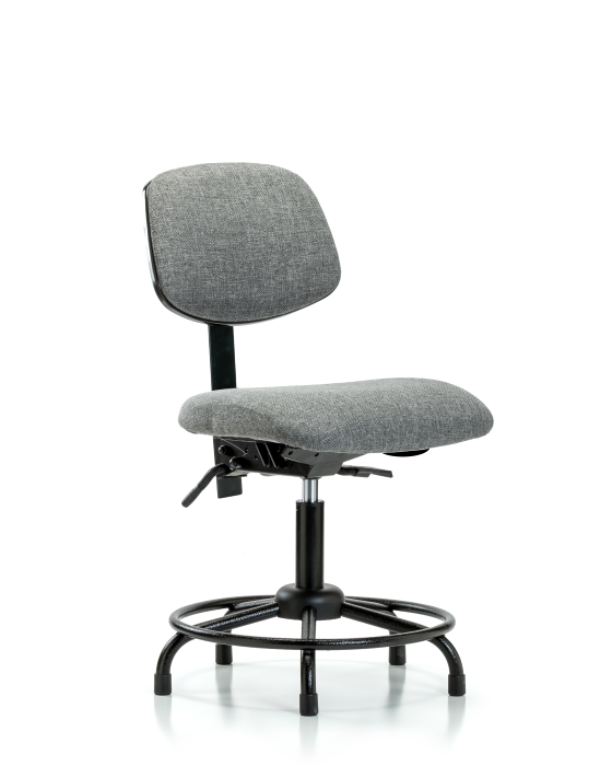 Blue Ridge Ergonomics FDHCH-RT-T0-A0-RG-F44 Rutledge Fabric Chair - Desk Height with Round Tube Base & Stationary Glides in Gray Fabric