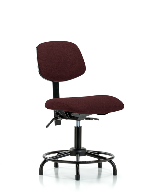 Blue Ridge Ergonomics FDHCH-RT-T1-A0-RG-F41 Rutledge Fabric Chair - Desk Height with Round Tube Base, Seat Tilt, & Stationary Glides in Burgundy Fabric