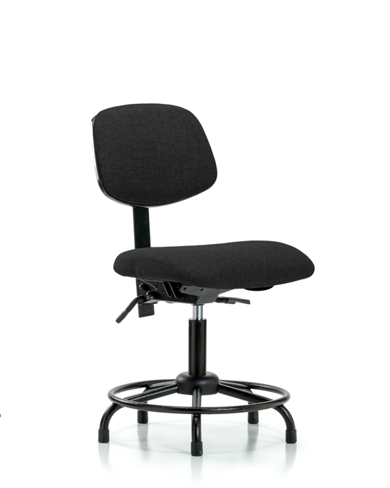 Blue Ridge Ergonomics FDHCH-RT-T1-A0-RG-F42 Rutledge Fabric Chair - Desk Height with Round Tube Base, Seat Tilt, & Stationary Glides in Black Fabric