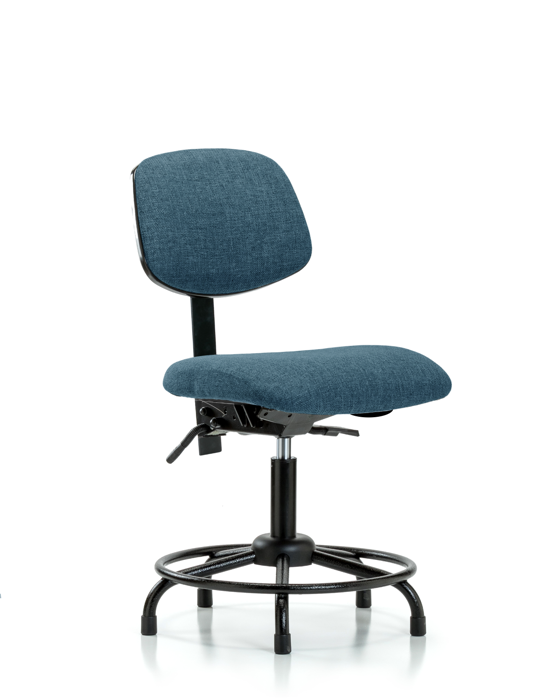 Blue Ridge Ergonomics FDHCH-RT-T1-A0-RG-F43 Rutledge Fabric Chair - Desk Height with Round Tube Base, Seat Tilt, & Stationary Glides in Blue Fabric