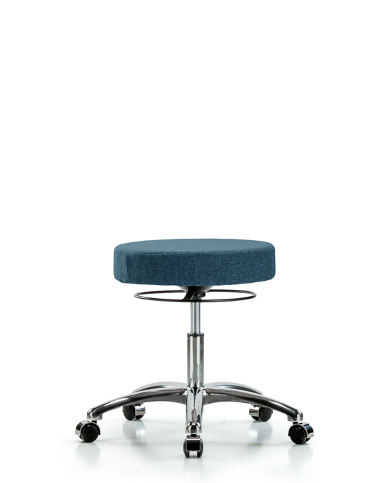 Blue Ridge Ergonomics FDHSO-CR-CC-F43 Rutledge Fabric Stool without Back Chrome - Desk Height with Casters in Blue Fabric