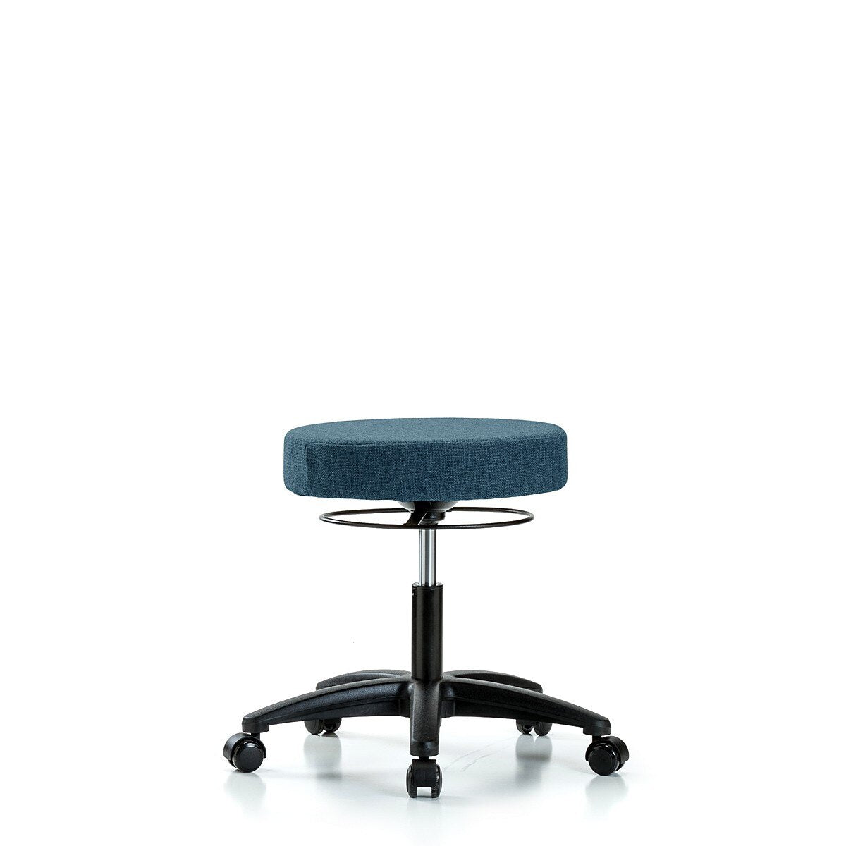 Blue Ridge Ergonomics FDHSO-RG-RC-F43 Rutledge Fabric Stool without Back - Desk Height with Casters in Blue Fabric