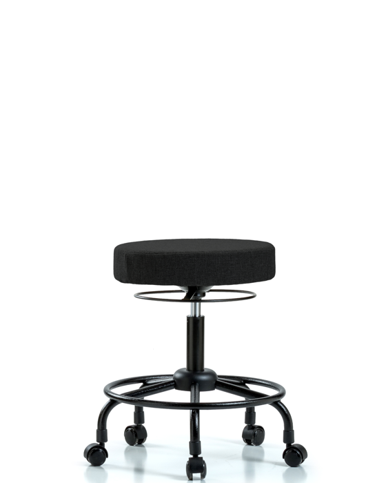 Blue Ridge Ergonomics FDHSO-RT-RC-F42 Rutledge Fabric Stool without Back - Desk Height with Round Tube Base & Casters in Black Fabric