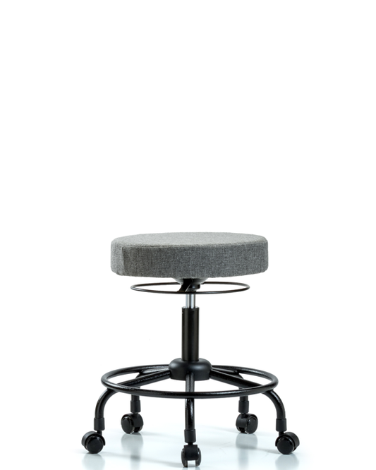 Blue Ridge Ergonomics FDHSO-RT-RC-F44 Rutledge Fabric Stool without Back - Desk Height with Round Tube Base & Casters in Gray Fabric
