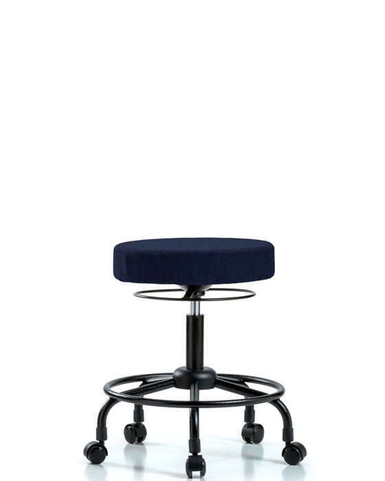 Blue Ridge Ergonomics FDHSO-RT-RC-F45 Rutledge Fabric Stool without Back - Desk Height with Round Tube Base & Casters in Navy Fabric