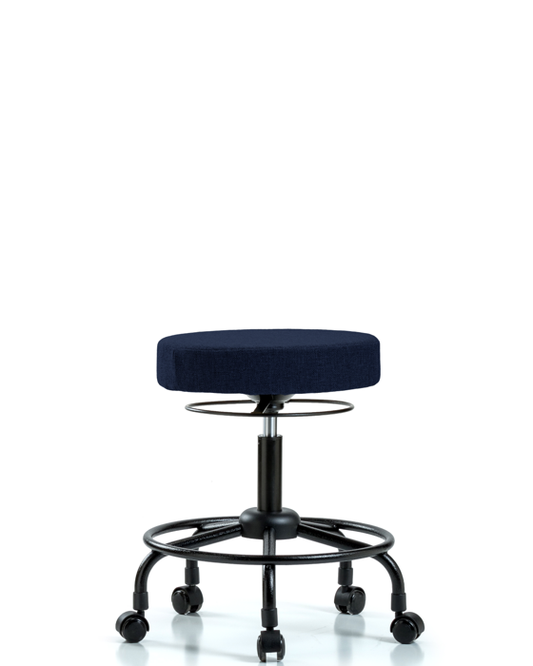 Blue Ridge Ergonomics FDHSO-RT-RC-F45 Rutledge Fabric Stool without Back - Desk Height with Round Tube Base & Casters in Navy Fabric