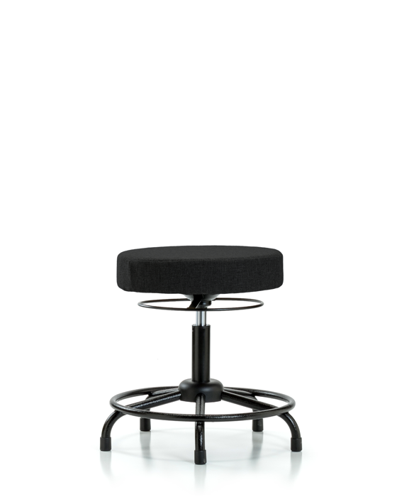 Blue Ridge Ergonomics FDHSO-RT-RG-F42 Rutledge Fabric Stool without Back - Desk Height with Round Tube Base & Stationary Glides in Black Fabric