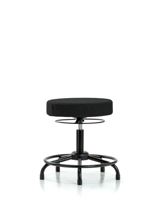 Blue Ridge Ergonomics FDHSO-RT-RG-F42 Rutledge Fabric Stool without Back - Desk Height with Round Tube Base & Stationary Glides in Black Fabric