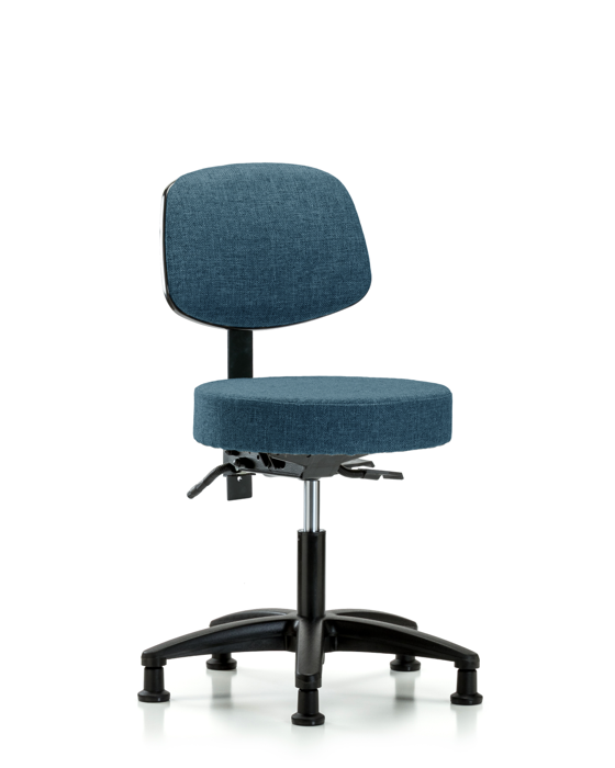 Blue Ridge Ergonomics FDHST-RG-T1-RG-F43 Rutledge Fabric Stool with Back - Desk Height with Seat Tilt & Stationary Glides in Blue Fabric
