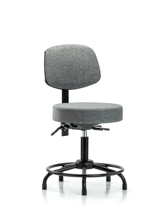 Blue Ridge Ergonomics FDHST-RT-T0-RG-F44 Rutledge Fabric Stool with Back - Desk Height with Round Tube Base & Stationary Glides in Gray Fabric