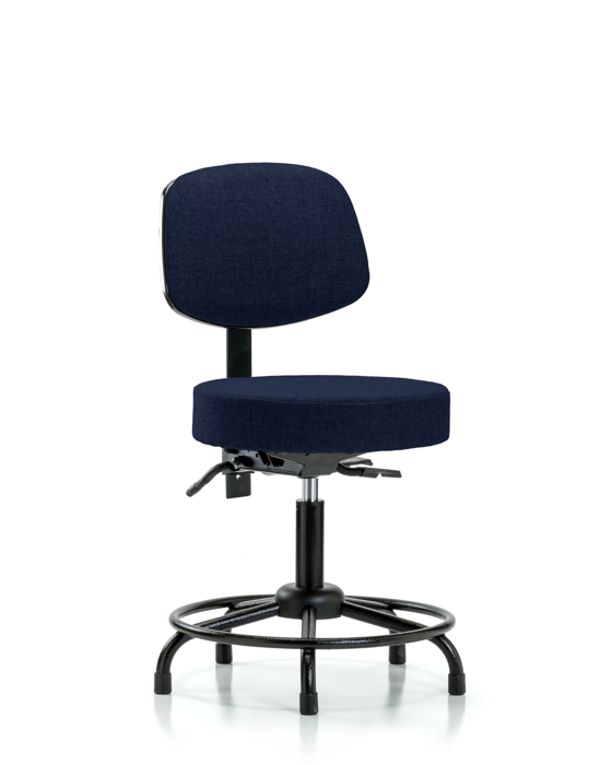 Blue Ridge Ergonomics FDHST-RT-T1-RG-F45 Rutledge Fabric Stool with Back - Desk Height with Round Tube Base, Seat Tilt, & Stationary Glides in Gray Fabric