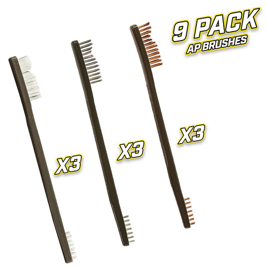 Otis FG-316-BP 9 Pack Ap Brushes(3 Nylon/3 Bronze/3 Stainless Steel)