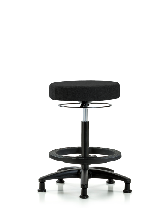 Blue Ridge Ergonomics FHBSO-RG-BF-RG-F42 Rutledge Fabric Stool without Back - High Bench Height with Black Foot Ring & Stationary Glides in Black Fabric